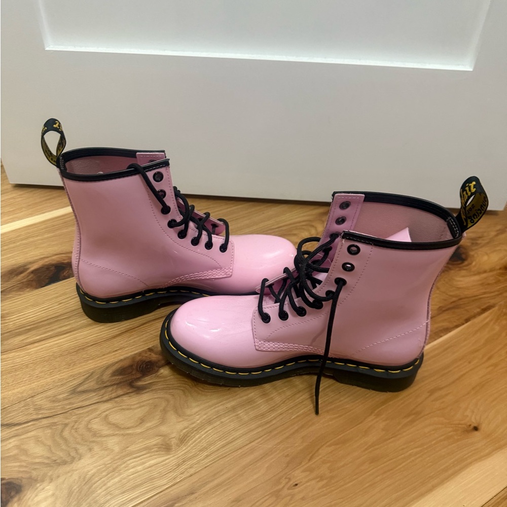 Dr. Martens Pink and Black Interior Boots
